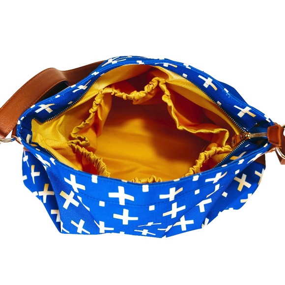 Blue & Gold Crosses Hobo Crossbody Bag - Picture 5 of 6